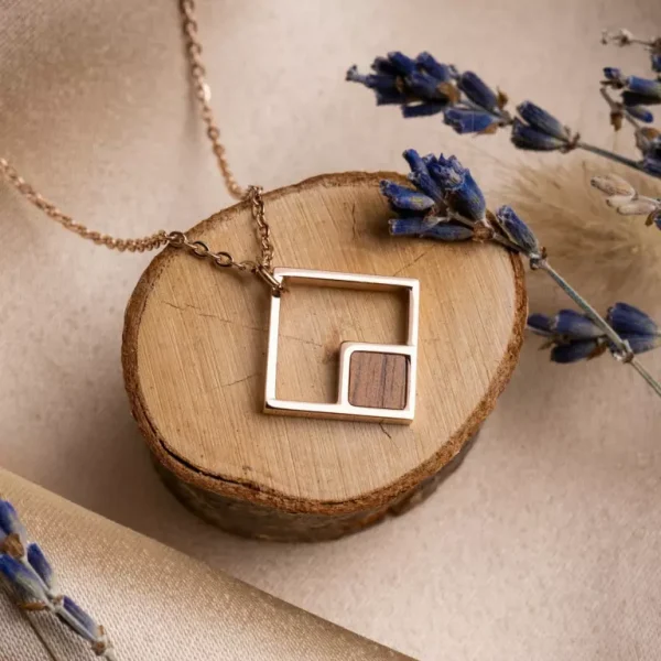Geometric Necklace Rose Walnus